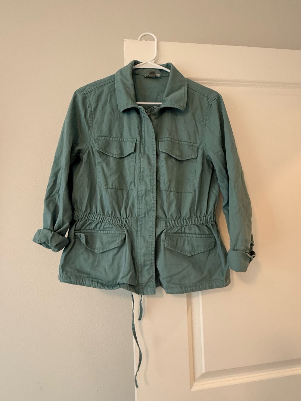 LOFT Sage Green Utility Jacket Size MCinch Waist Military Cargo Anorak Coat❤️ - Picture 2 of 7